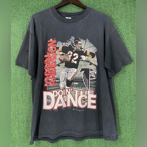 Vintage 1996 Miro Atlanta Falcons Jamal Anderson T-shirt Mens XL Distressed